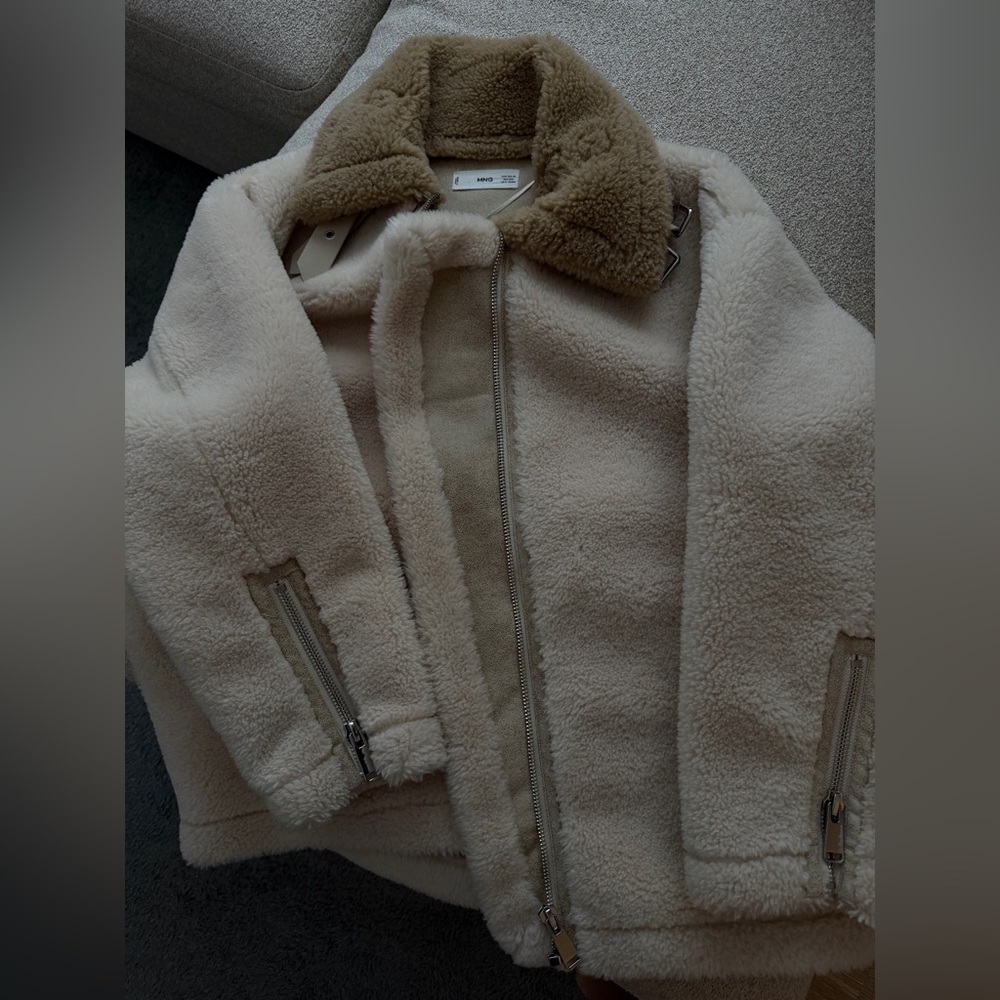 Cream and Tan Sherpa Jacket
